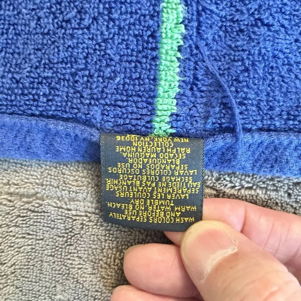 VTG Ralph Lauren Large Towel Polo Striped Blue Green Yellow Red 36